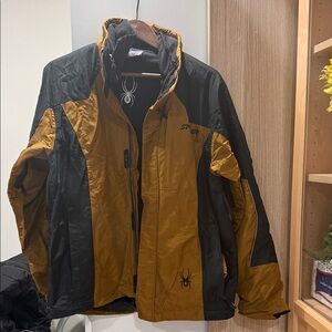Spyder Men's Black and Gold Ski Jacket